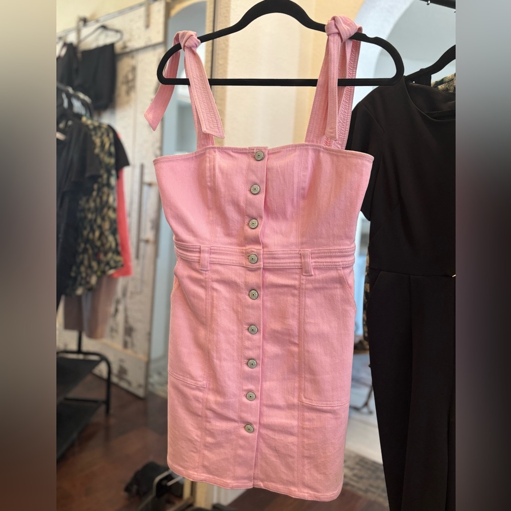 Cinq A Sept Baby Pink Denim Mini Dress - Size 4